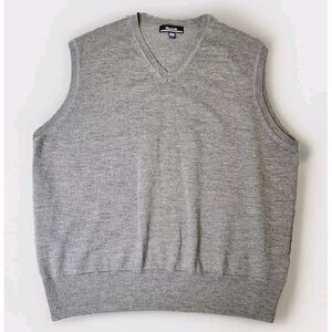 Faconnable Men's 100% Merino Wool Sweater Vest‎ Size XXL Gray Classic Designer